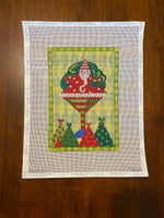 Santa in Martini Glass with Border
