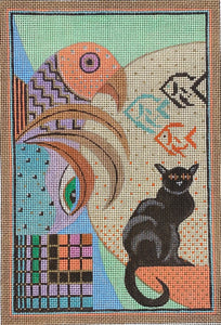 Right - Black Cat, Fish & Bird