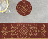 Arabesque Round Hinged Box - Burgundy and Gold with hardware
