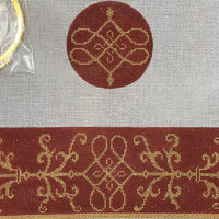 Arabesque Round Hinged Box - Burgundy and Gold with hardware