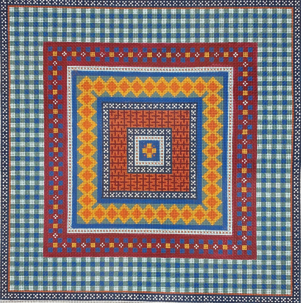 Blue Gingham Geometric