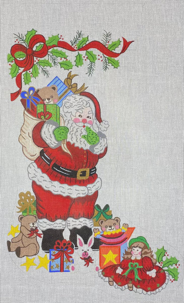 NeedlepointUS: Christmas Floral Needlepoint Stocking Canvas, Large  Stockings, AXS319
