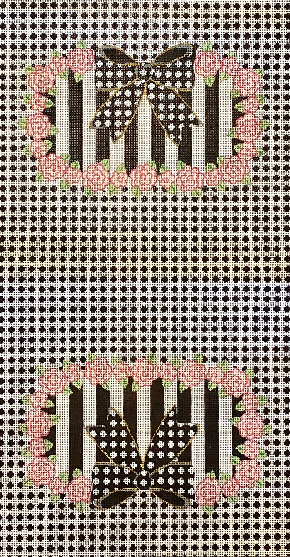 Black & White Purse with Pink Flowers